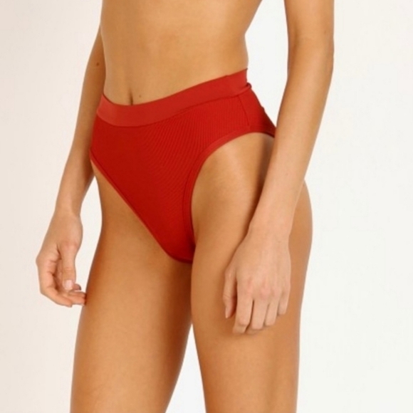 L*Space Frenchi Bikini Swimsuit Bottoms Lipstick Red Size L New - Picture 3 of 12